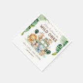 Twins Wild One 1st Birthday Safari Animals スタンダードカクテルナプキン (角)