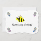 Twins Yellow Bee Baby Rattles Baby Shower  招待状 (裏面)