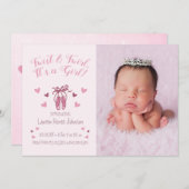 Twirl、It's a Girl Birth Announcement 案内状 (正面/裏面)