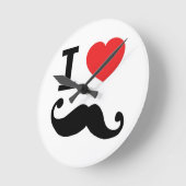 twirly Iハートの口ひげ ラウンド壁時計 (傾斜)