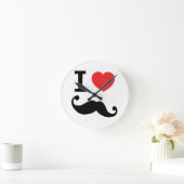 twirly Iハートの口ひげ ラウンド壁時計 (ホーム)