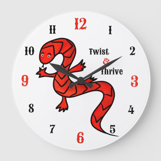 Twist & Thrive Red Lizard Wall Clock ラージ壁時計 (正面)