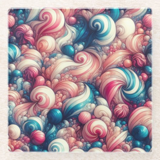 Twisted Cotton Candy ガラスコースター (正面)