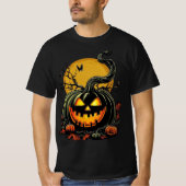 Twisted Grinning Pumpkin Halloween Design Tシャツ (正面)