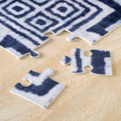 Twisted Indigoテクス市松模様にチャーの背景。 ジグソーパズル (側面)