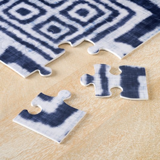 Twisted Indigoテクス市松模様にチャーの背景。 ジグソーパズル (側面)