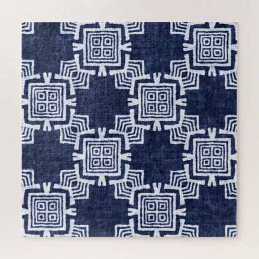 Twisted Indigoテクス市松模様にチャーの背景。 ジグソーパズル (横)