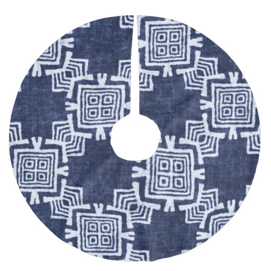 Twisted Indigoテクス市松模様にチャーの背景。 ブラッシュドポリエステルツリースカート (正面)