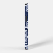 Twisted Indigoテクス市松模様にチャーの背景。 iPhoneケース (右側面)
