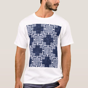 Twisted Indigoテクス市松模様にチャーの背景。 Tシャツ