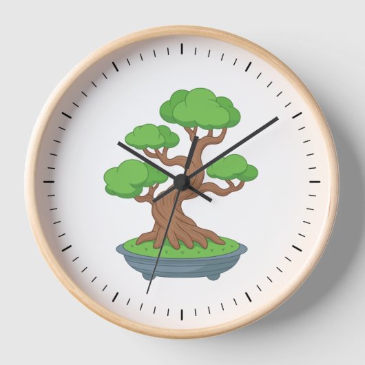 Twisted Japanese Bonsai Tree 壁時計 (正面)