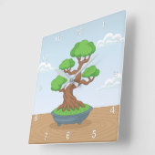 Twisted Japanese Bonsai Tree on Table スクエア壁時計 (傾斜)