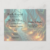 Twisted Woodland Lantern Path ウェディングRSVP インビテーションポストカード (裏面)