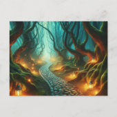 Twisted Woodland Lantern Path ウェディングRSVP インビテーションポストカード (正面)