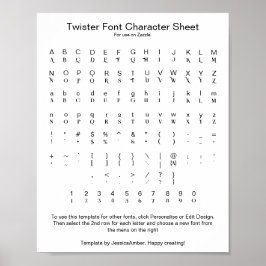 Twister Font Glyph Character Sheet ポスター