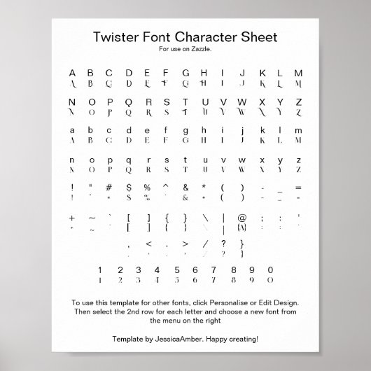 Twister Font Glyph Character Sheet ポスター (正面)