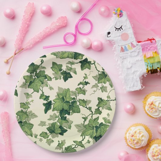 Twisting Ivy Leaves Pattern ペーパープレート (パーティー)