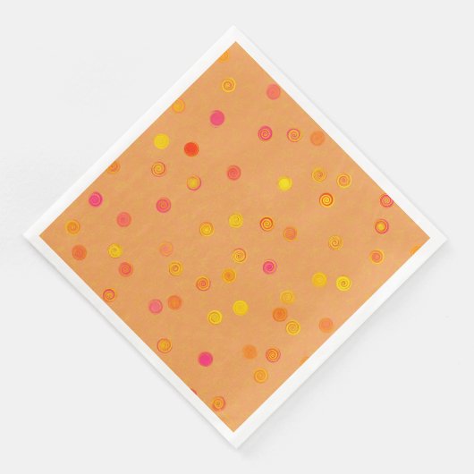 Twisty Polka Dot Spiral Orange Paper Party Napkins (コーナー)
