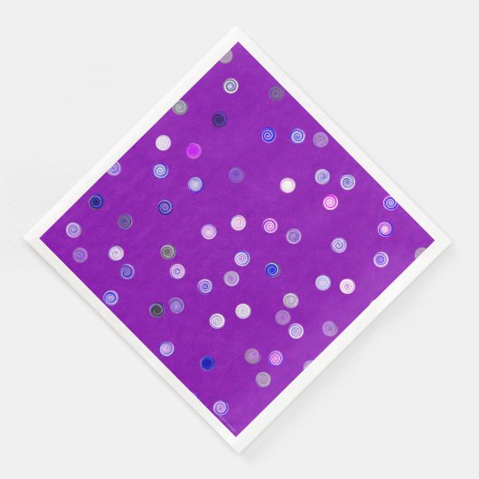 Twisty Polka Dot Spiral Purple Paper Party Napkins (コーナー)