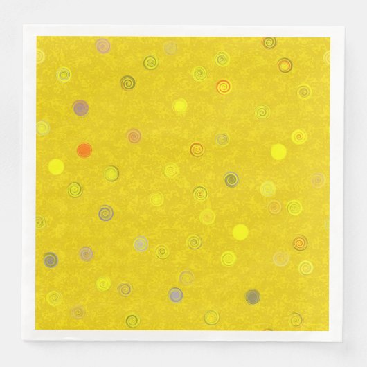 Twisty Polka Dot Spiral Yellow Paper Party Napkins (正面)