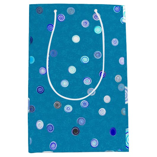 Twisty Polka Dot Spirals Blue Gift Bag ミディアムペーパーバッグ (正面)