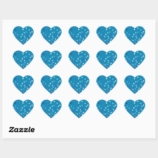 Twisty Polka Dot Spirals Blue Heart Stickers ハートシール (シート)
