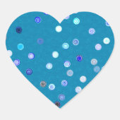 Twisty Polka Dot Spirals Blue Heart Stickers ハートシール (正面)