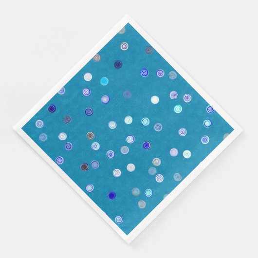 Twisty Polka Dot Spirals Blue Paper Party Napkins (コーナー)