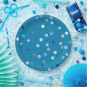 Twisty Polka Dot Spirals Blue Paper Party Plates ペーパープレート (パーティー)