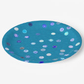 Twisty Polka Dot Spirals Blue Paper Party Plates ペーパープレート (アングル)