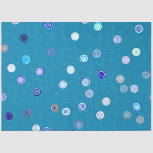 Twisty Polka Dot Spirals Blue Tissue Paper 薄葉紙 (正面)