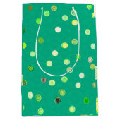 Twisty Polka Dot Spirals Green Gift Bag ミディアムペーパーバッグ (正面)