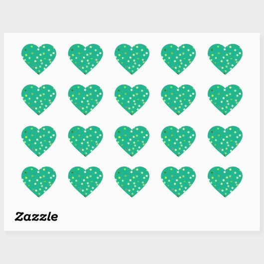 Twisty Polka Dot Spirals Green Heart Stickers ハートシール (シート)