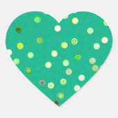 Twisty Polka Dot Spirals Green Heart Stickers ハートシール (正面)