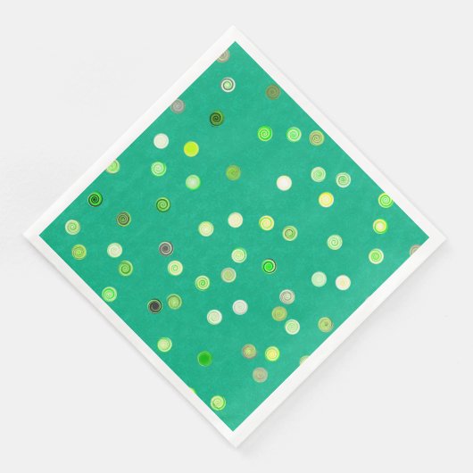 Twisty Polka Dot Spirals Green Paper Party Napkins (コーナー)