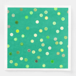 Twisty Polka Dot Spirals Green Paper Party Napkins
