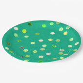 Twisty Polka Dot Spirals Green Paper Party Plates ペーパープレート (アングル)