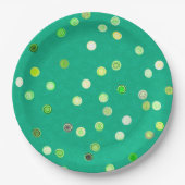 Twisty Polka Dot Spirals Green Paper Party Plates ペーパープレート (正面)