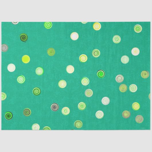 Twisty Polka Dot Spirals Green Tissue Paper 薄葉紙 (正面)