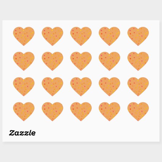 Twisty Polka Dot Spirals Orange Heart Stickers ハートシール (シート)