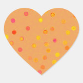 Twisty Polka Dot Spirals Orange Heart Stickers ハートシール (正面)