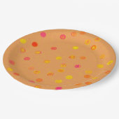 Twisty Polka Dot Spirals Orange Paper Party Plates ペーパープレート (アングル)