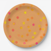 Twisty Polka Dot Spirals Orange Paper Party Plates ペーパープレート (正面)