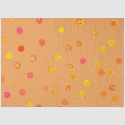 Twisty Polka Dot Spirals Orange Tissue Paper 薄葉紙 (正面)