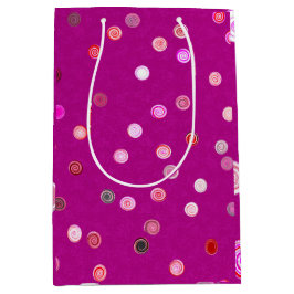 Twisty Polka Dot Spirals Pink Gift Bag ミディアムペーパーバッグ