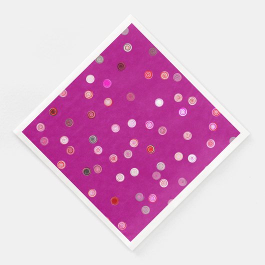 Twisty Polka Dot Spirals Pink Paper Party Napkins (コーナー)