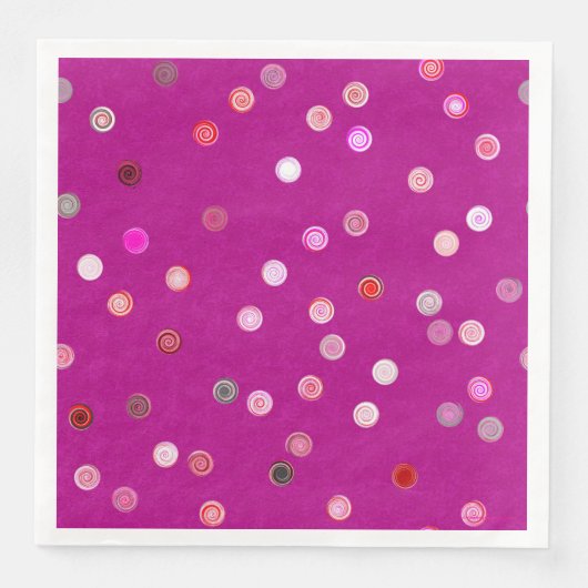 Twisty Polka Dot Spirals Pink Paper Party Napkins (正面)