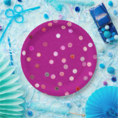 Twisty Polka Dot Spirals Pink Paper Party Plates ペーパープレート (パーティー)