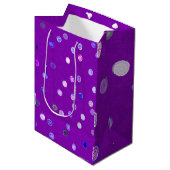 Twisty Polka Dot Spirals Purple Gift Bag ミディアムペーパーバッグ (正面アングル)