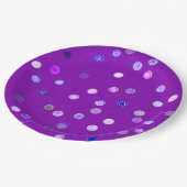 Twisty Polka Dot Spirals Purple Paper Party Plates ペーパープレート (アングル)